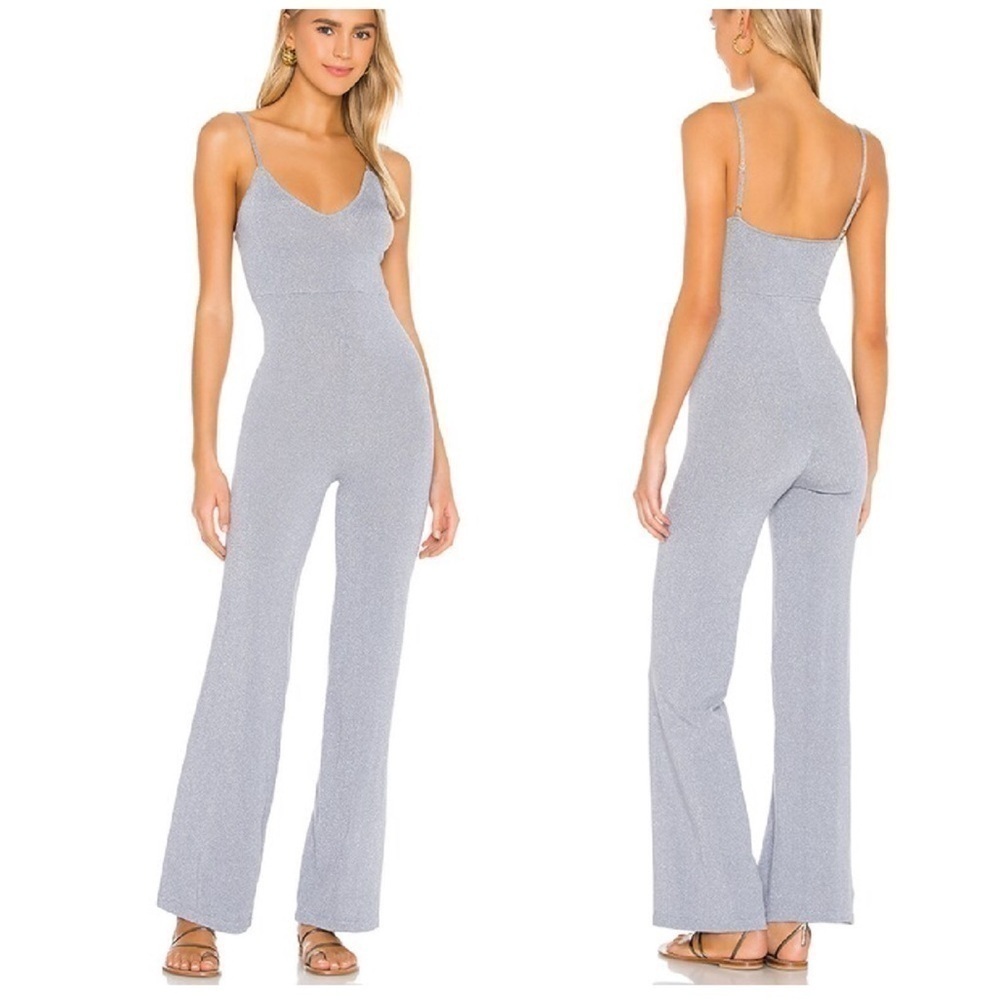 superdown
samantha wide leg jumpsuit, Slate Metallic Blue, New with Tags